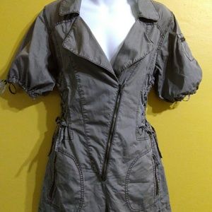 Military style shorts romper zipper lace up 10